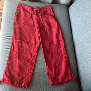 Banana Republic red 100% linen cropped pants size 6